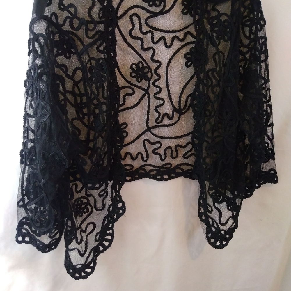 Pretty Angel Black Print Mesh Shrug
